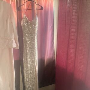 B. Smart Silver Backless Sequin Dress